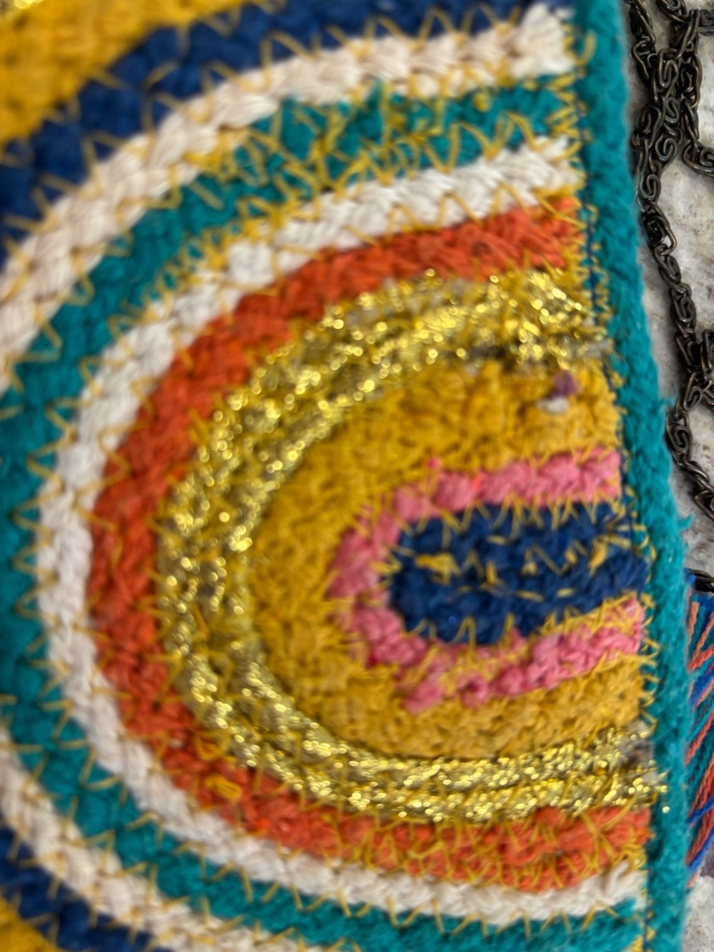 Paper Source Multicolor Handwoven Half-Moon Crossbody Bag - Picture 5 of 11